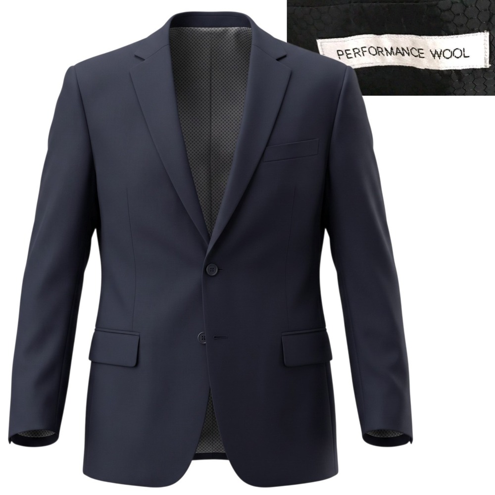 Linea Uomo Men's Black Solid Wool Blazer 48R  Performance Wool